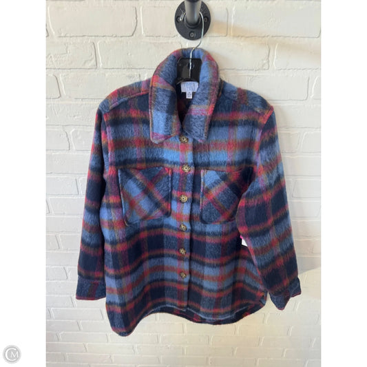 Jacket Shirt By Time And Tru In Blue & Brown, Size: M