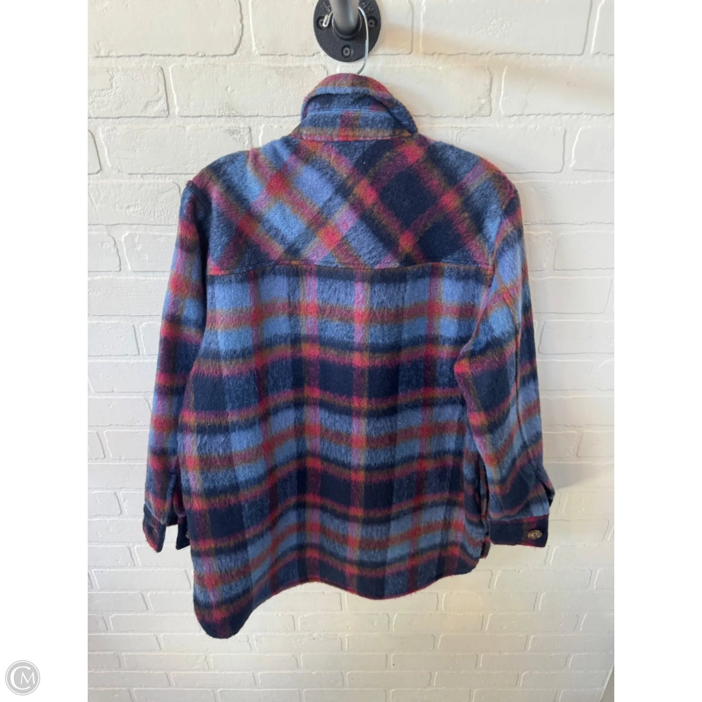 Jacket Shirt By Time And Tru In Blue & Brown, Size: M