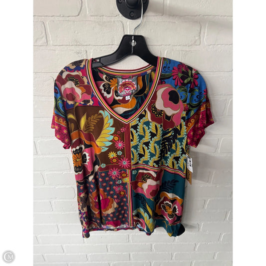 Top Short Sleeve Designer By Johnny Was In Maroon, Size: M