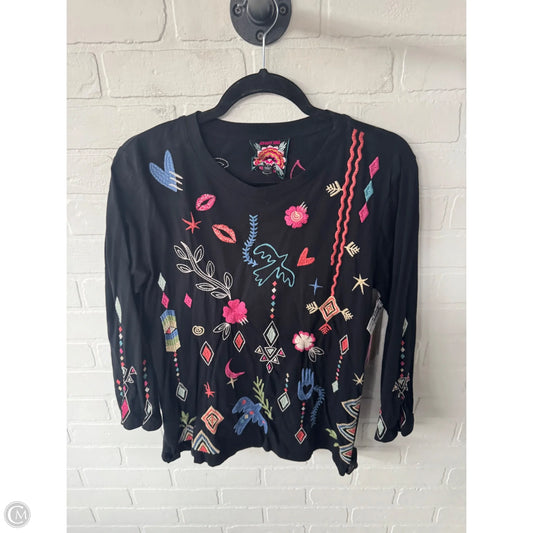 Top 3/4 Sleeve Designer By Johnny Was In Black, Size: S