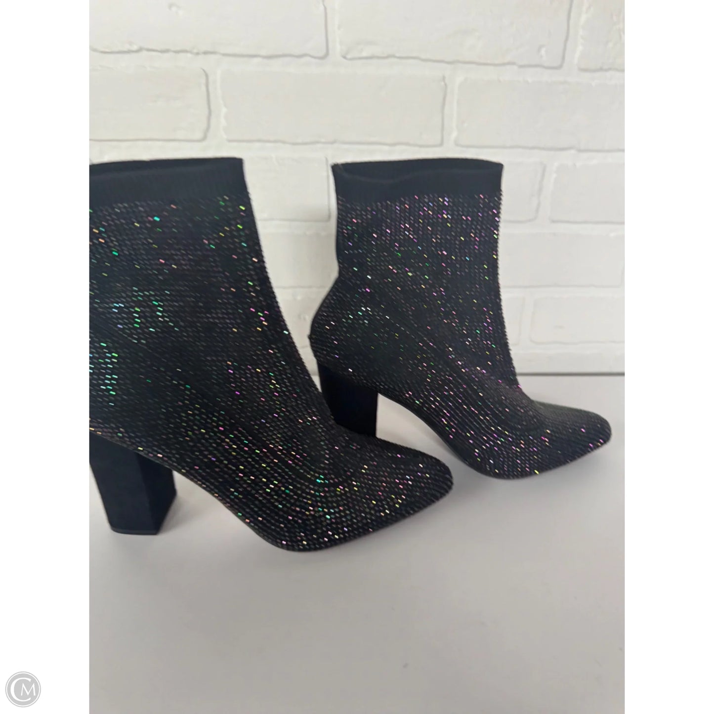 Boots Ankle Heels By Clothes Mentor In Black, Size: 7.5