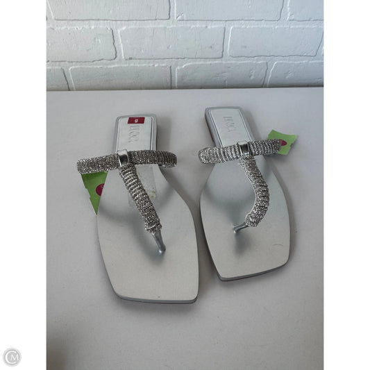 Sandals Flip Flops By Inc In Silver, Size: 8