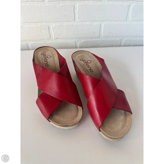 Sandals Heels Wedge By Clothes Mentor In Red, Size: 7.5