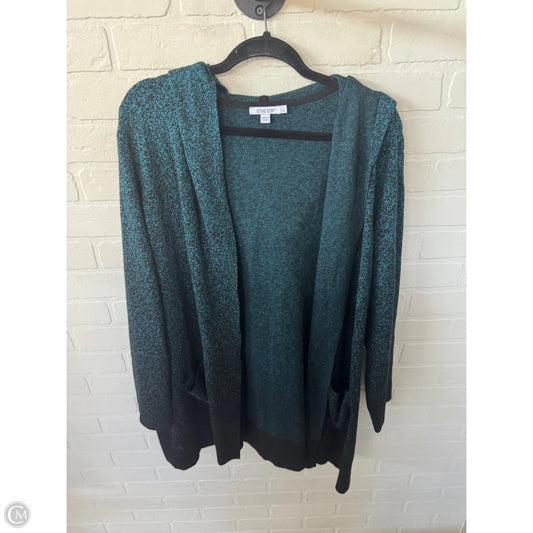 Sweater Cardigan By Chicos In Black & Blue, Size: Xl