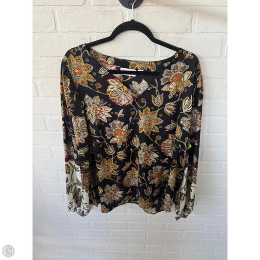 Top Long Sleeve By Belle By Kim Gravel In Black & Cream, Size: Xl