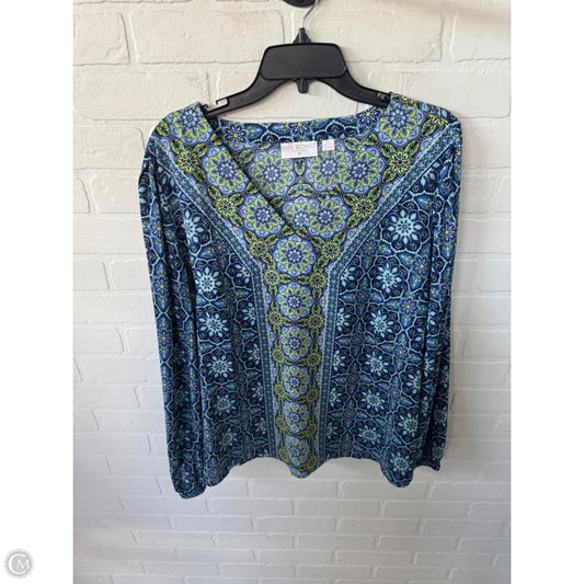 Top Long Sleeve By Belle By Kim Gravel In Blue & Green, Size: Xl