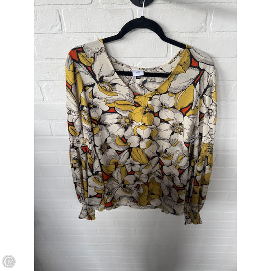 Top Long Sleeve By Cabi In Cream & Yellow, Size: L
