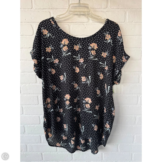 Top Short Sleeve By Pleione In Black & White, Size: Xl