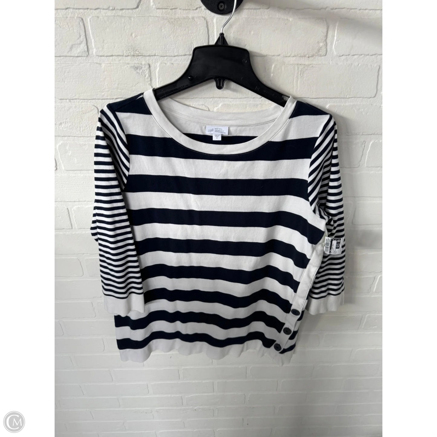 Top 3/4 Sleeve Basic By J. Jill In Blue & White, Size: M