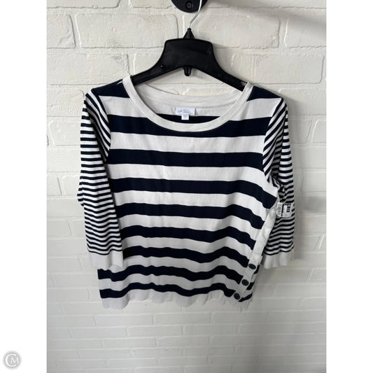 Top 3/4 Sleeve Basic By J. Jill In Blue & White, Size: M