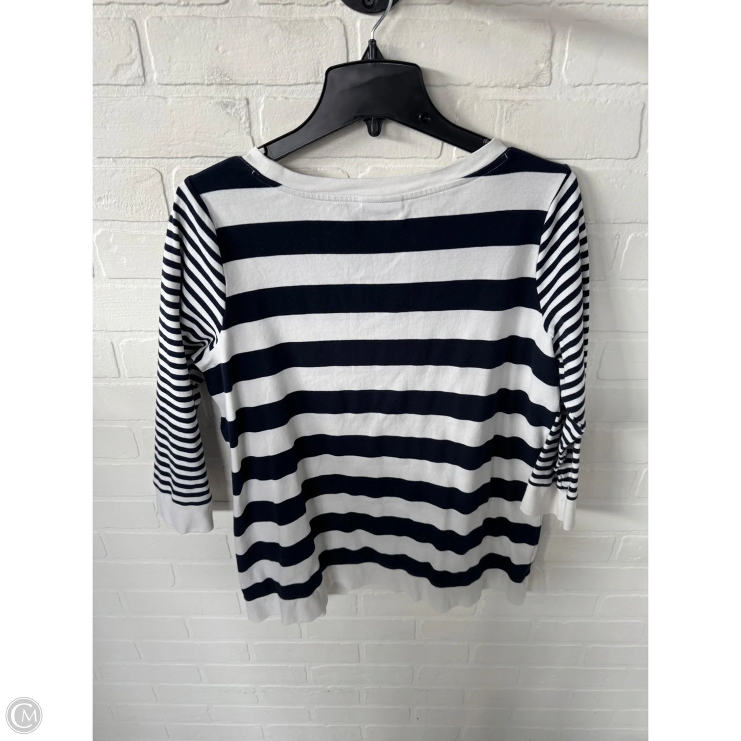 Top 3/4 Sleeve Basic By J. Jill In Blue & White, Size: M