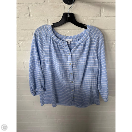 Top 3/4 Sleeve By J. Jill In Blue & White