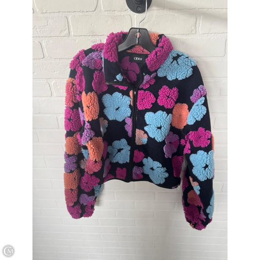 Jacket Fleece By Cider In Black & Pink, Size: L