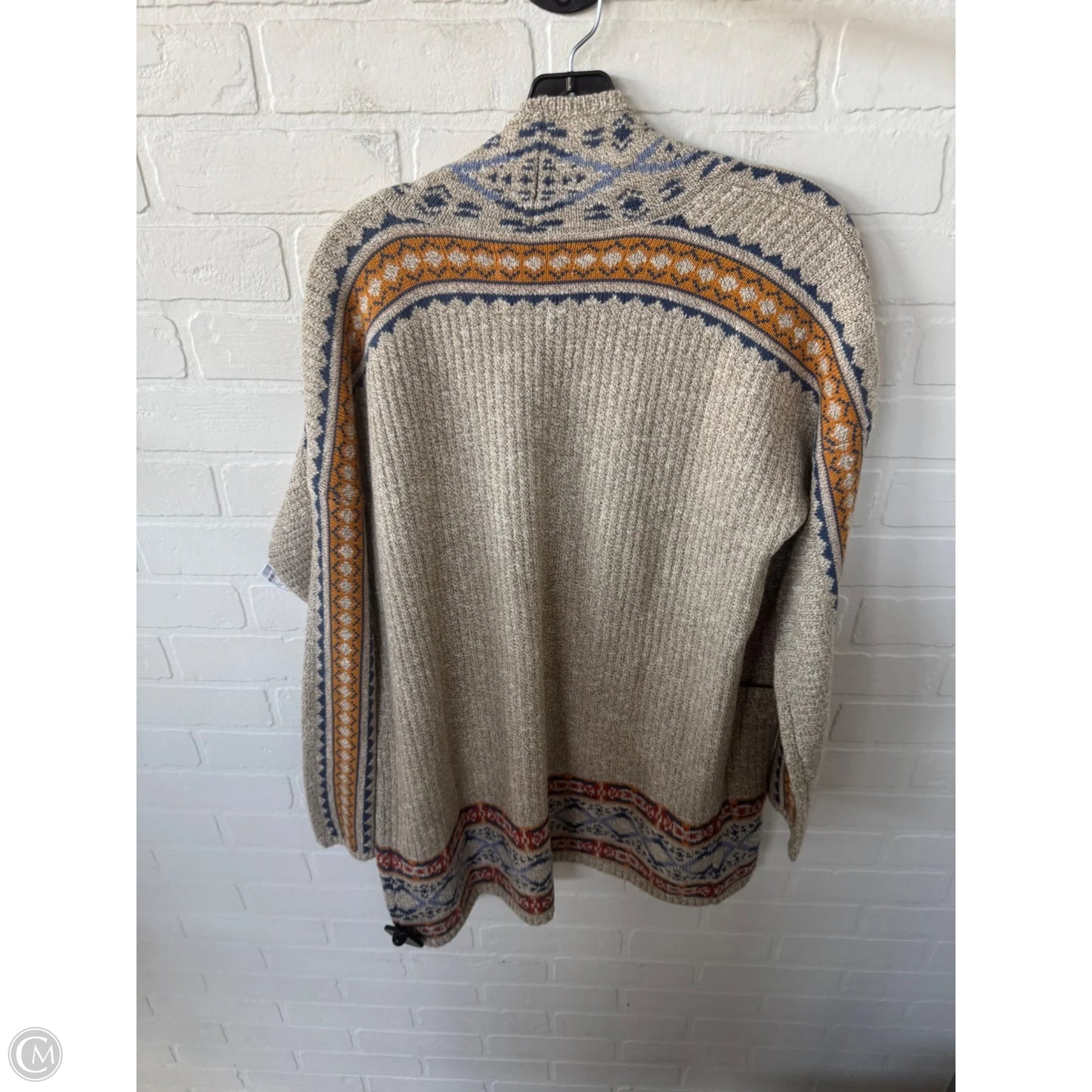 Sweater Cardigan By Lucky Brand In Blue & Tan, Size: M