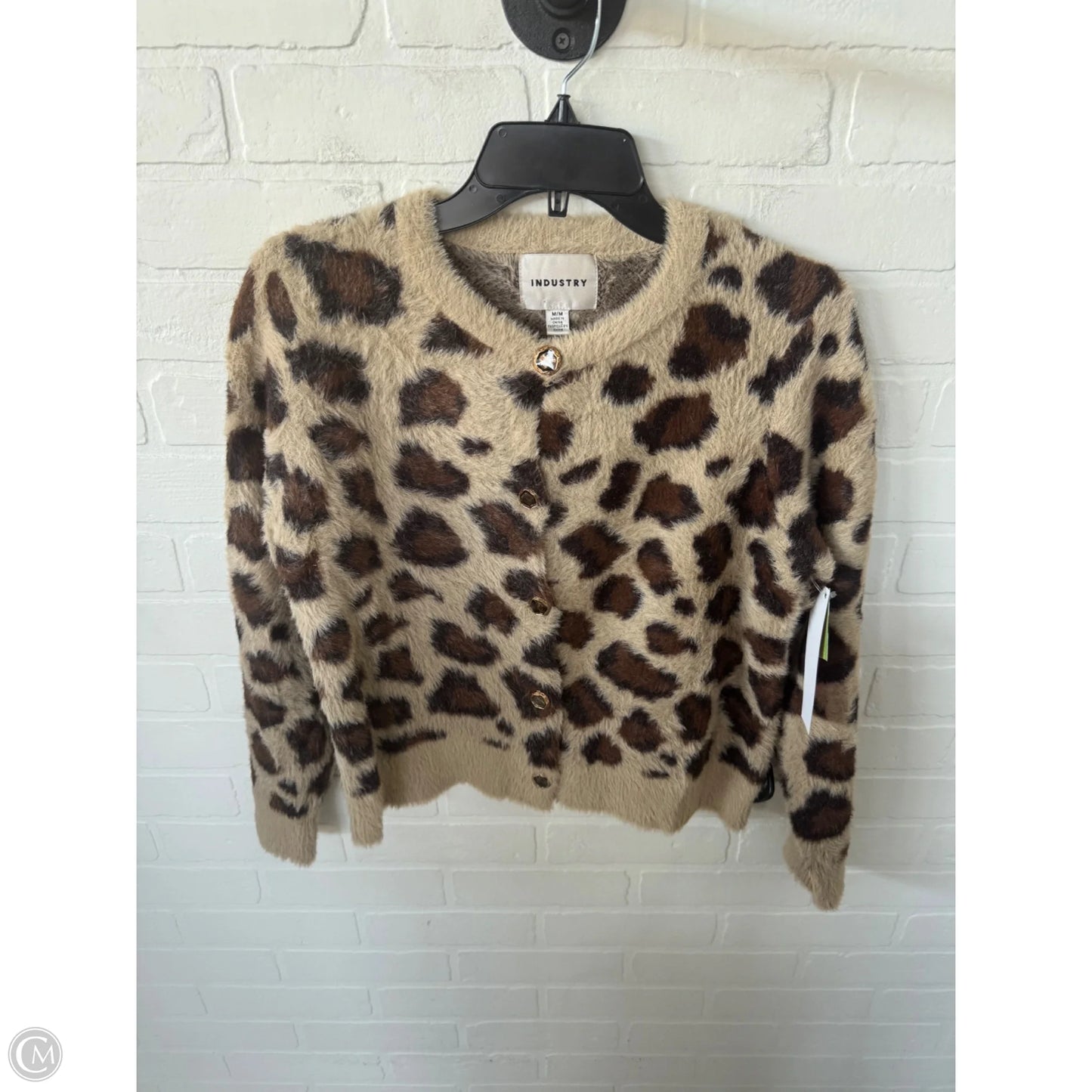 Sweater Cardigan By Industry In Brown & Tan, Size: M