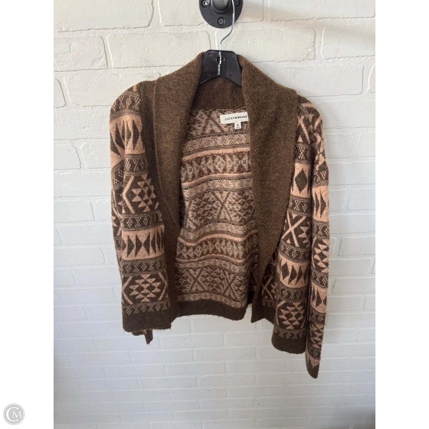 Sweater Cardigan By Lucky Brand In Brown & Tan, Size: M