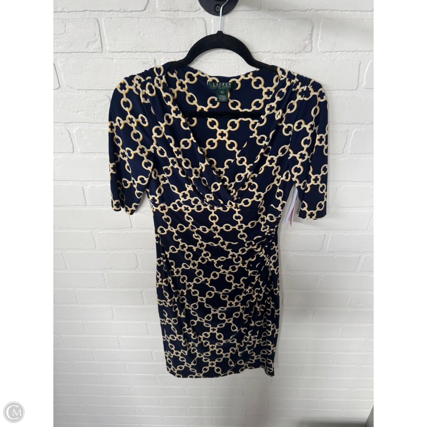 Dress Work By Lauren By Ralph Lauren In Blue & Yellow, Size: Sp