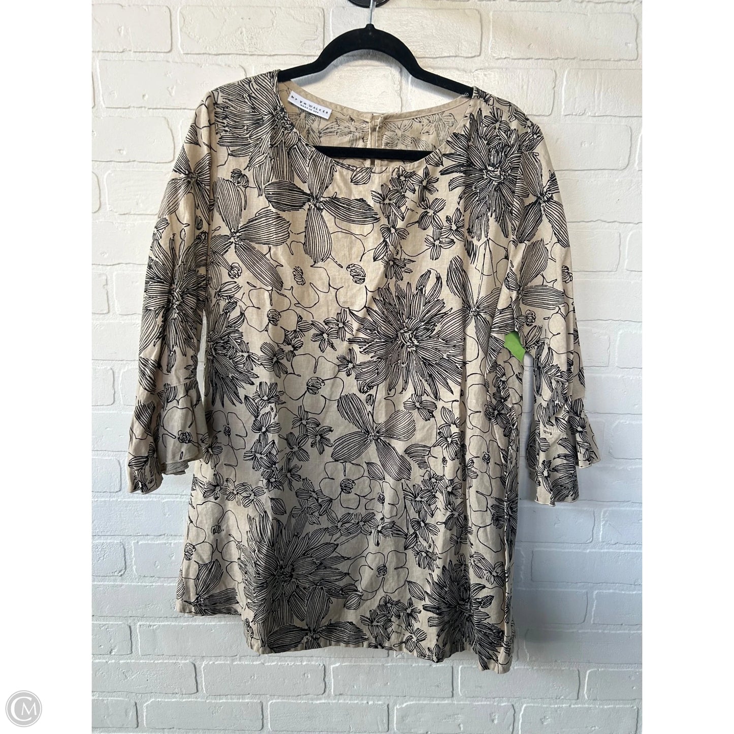 Tunic 3/4 Sleeve By Bryn Walker In Black & Tan, Size: L