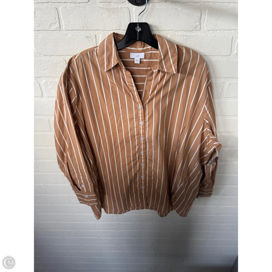 Top Long Sleeve By J. Jill In Tan & White, Size: S