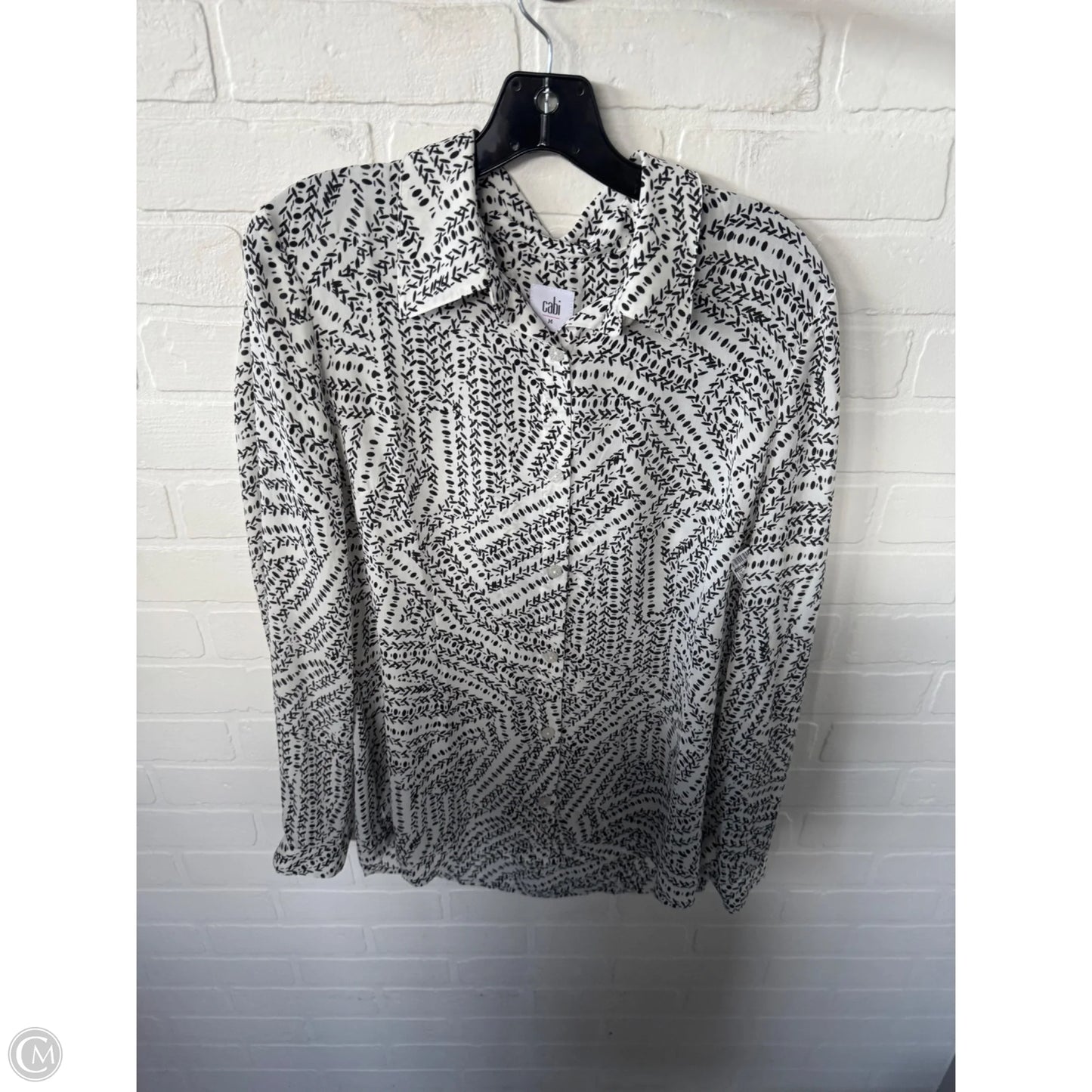 Top Long Sleeve By Cabi In Black & White, Size: M