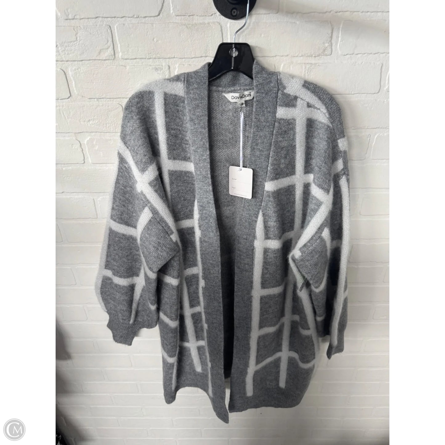 Sweater Cardigan By Davi & Dani In Grey & White, Size: L