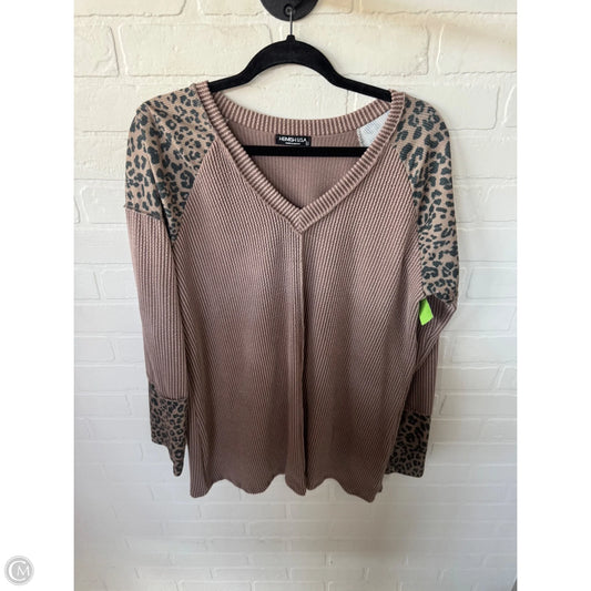 Top Long Sleeve By Heimish Usa In Brown, Size: L