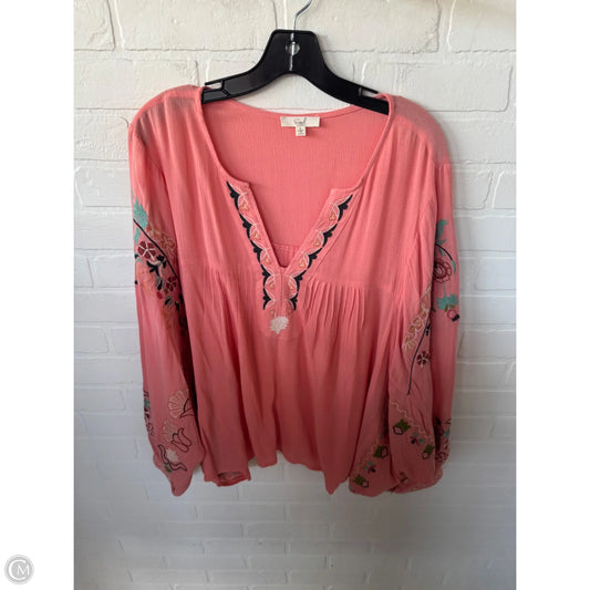 Top Long Sleeve By Easel In Orange, Size: L