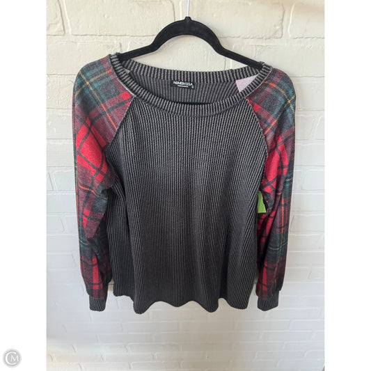 Top Long Sleeve By Heimish Usa In Grey & Red, Size: L
