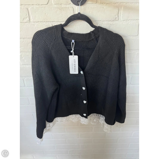 Sweater Cardigan By Cme In Black & White, Size: L