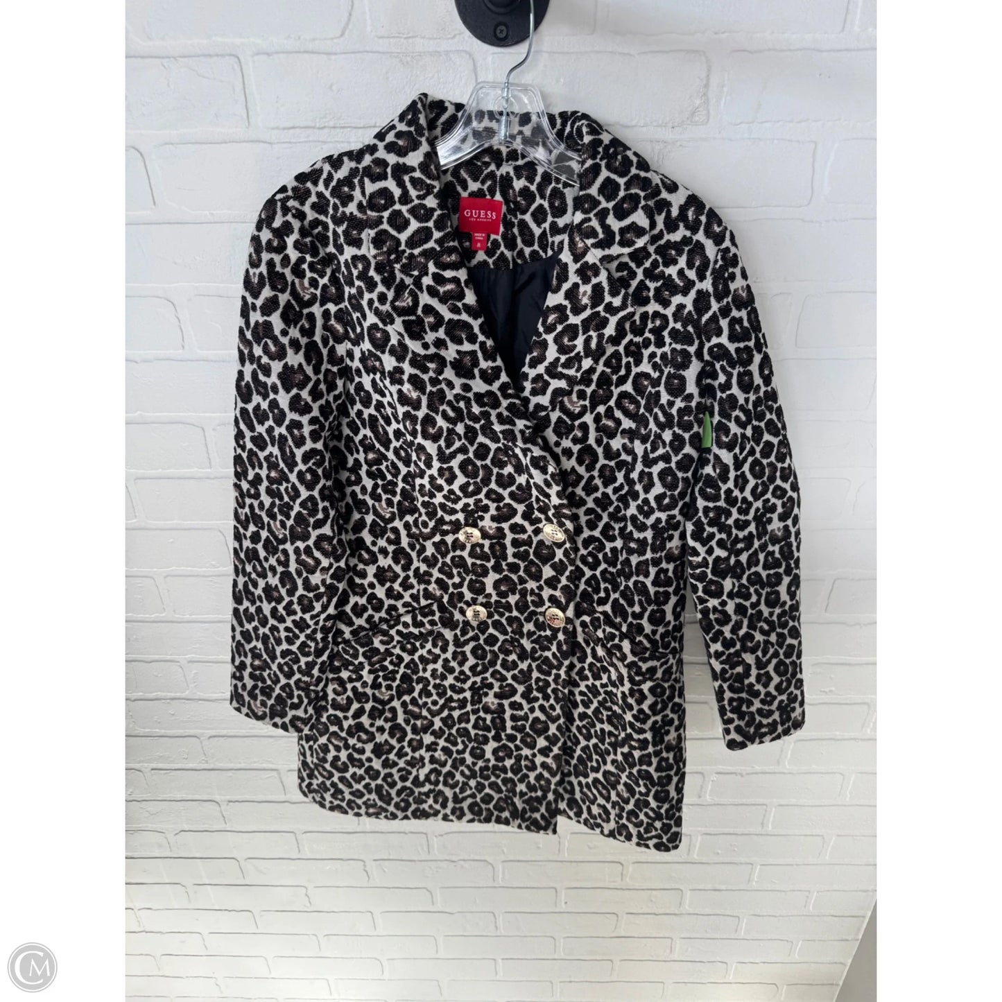 Coat Peacoat By Guess In Black & Cream, Size: M