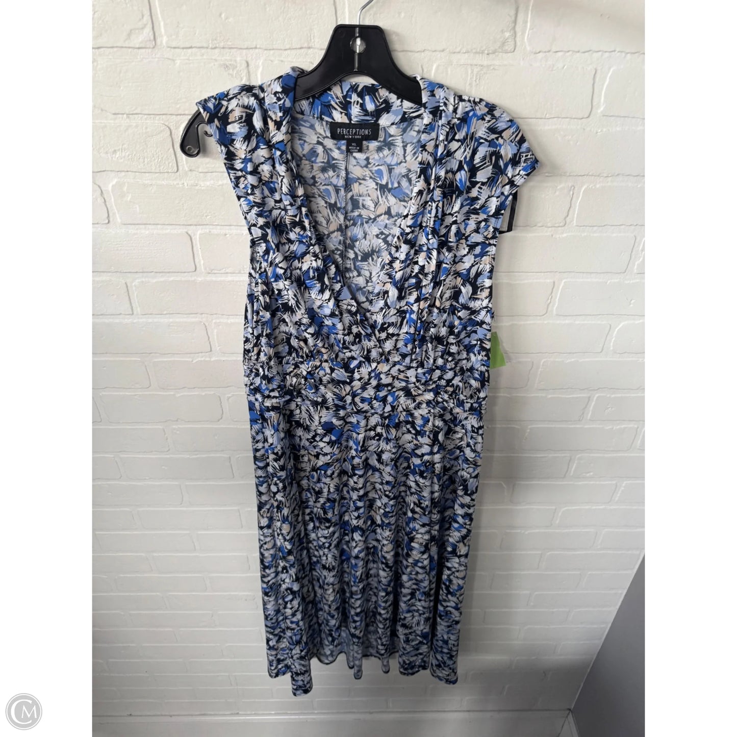Dress Casual Midi By Perceptions In Blue & White, Size: Xl