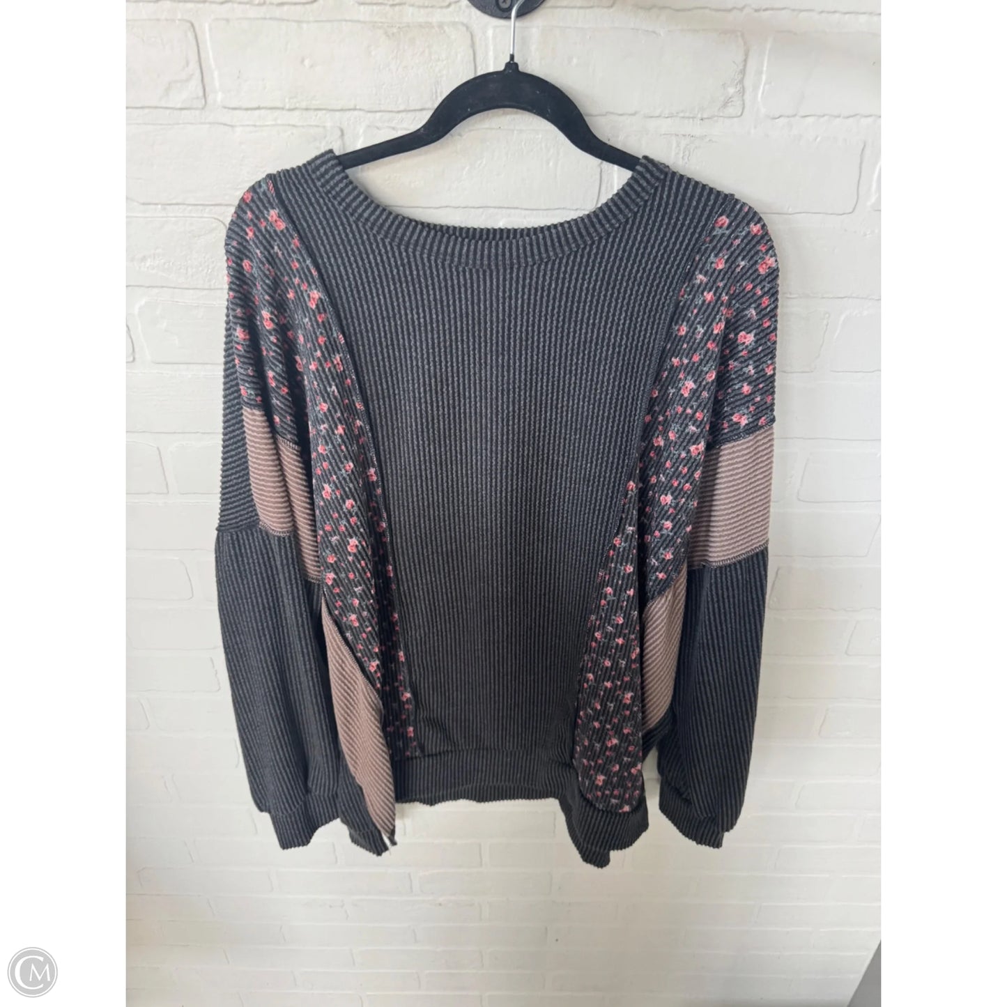 Top Long Sleeve By Heimish Usa In Grey & Tan, Size: L