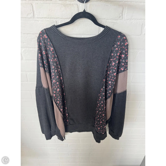 Top Long Sleeve By Heimish Usa In Grey & Tan, Size: L