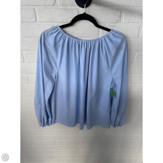 Top Long Sleeve By Alfani In Blue & White, Size: L