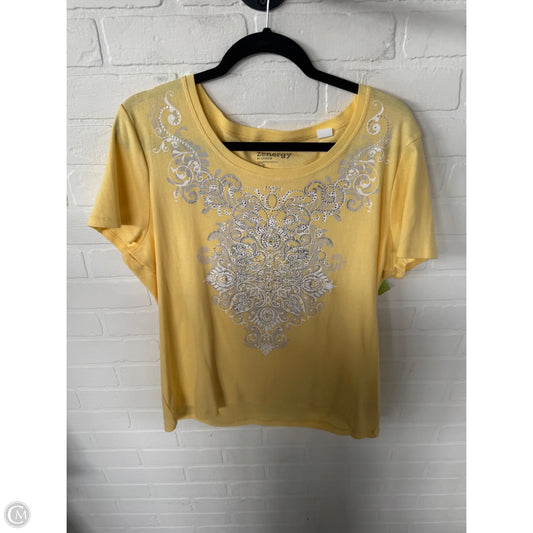 Top Short Sleeve By Zenergy By Chicos In Yellow, Size: Xl
