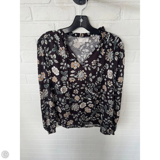 Top Long Sleeve By Loft In Black & Red, Size: M