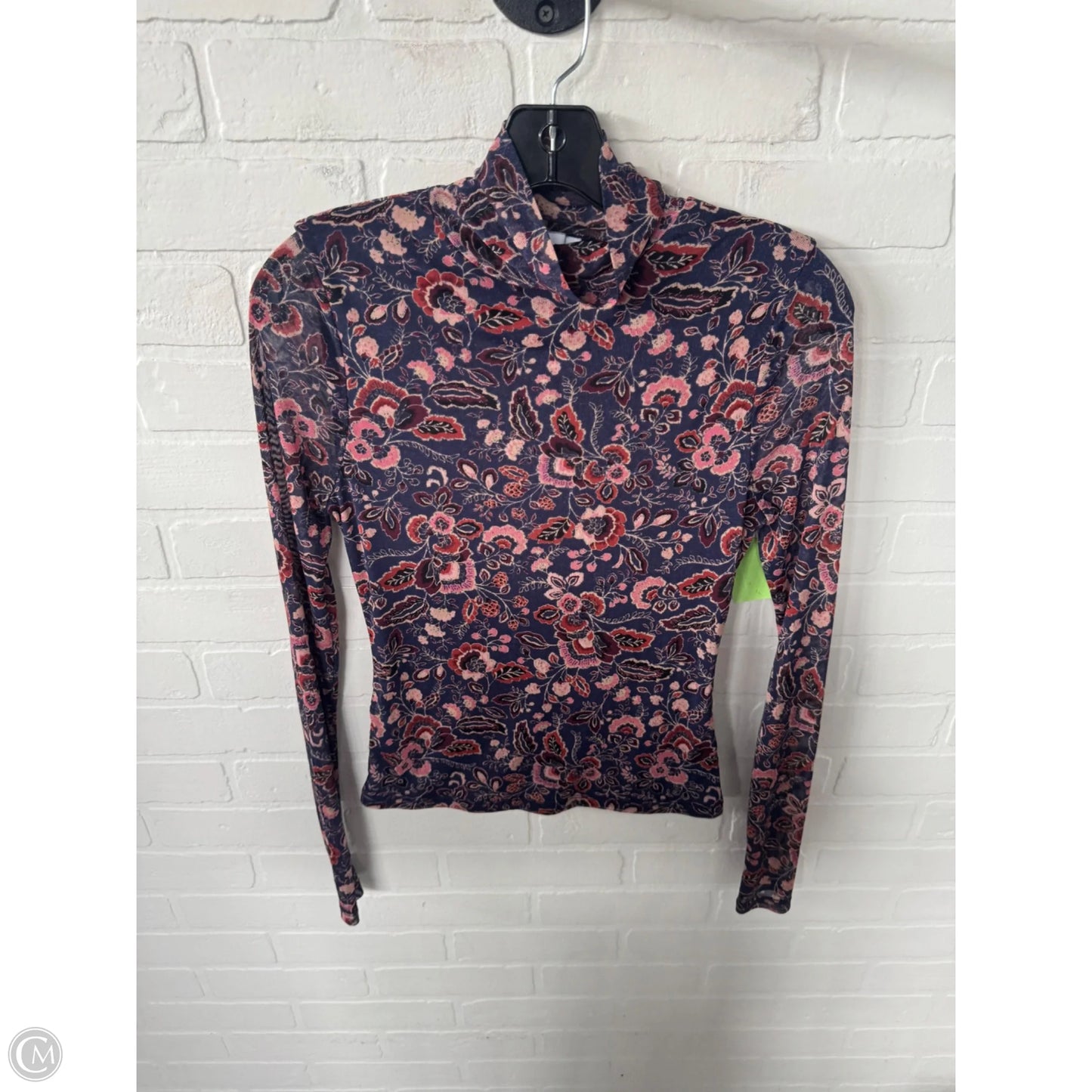 Top Long Sleeve By Evereve In Blue & Pink, Size: S