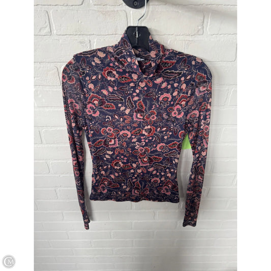 Top Long Sleeve By Evereve In Blue & Pink, Size: S