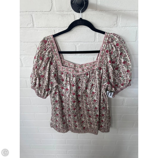 Top Short Sleeve By Max Studio In Cream & Red, Size: L
