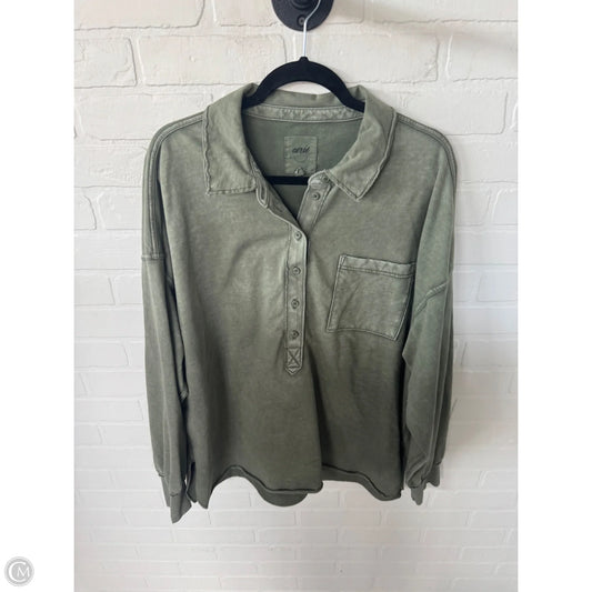 Top Long Sleeve By Aerie In Green, Size: L