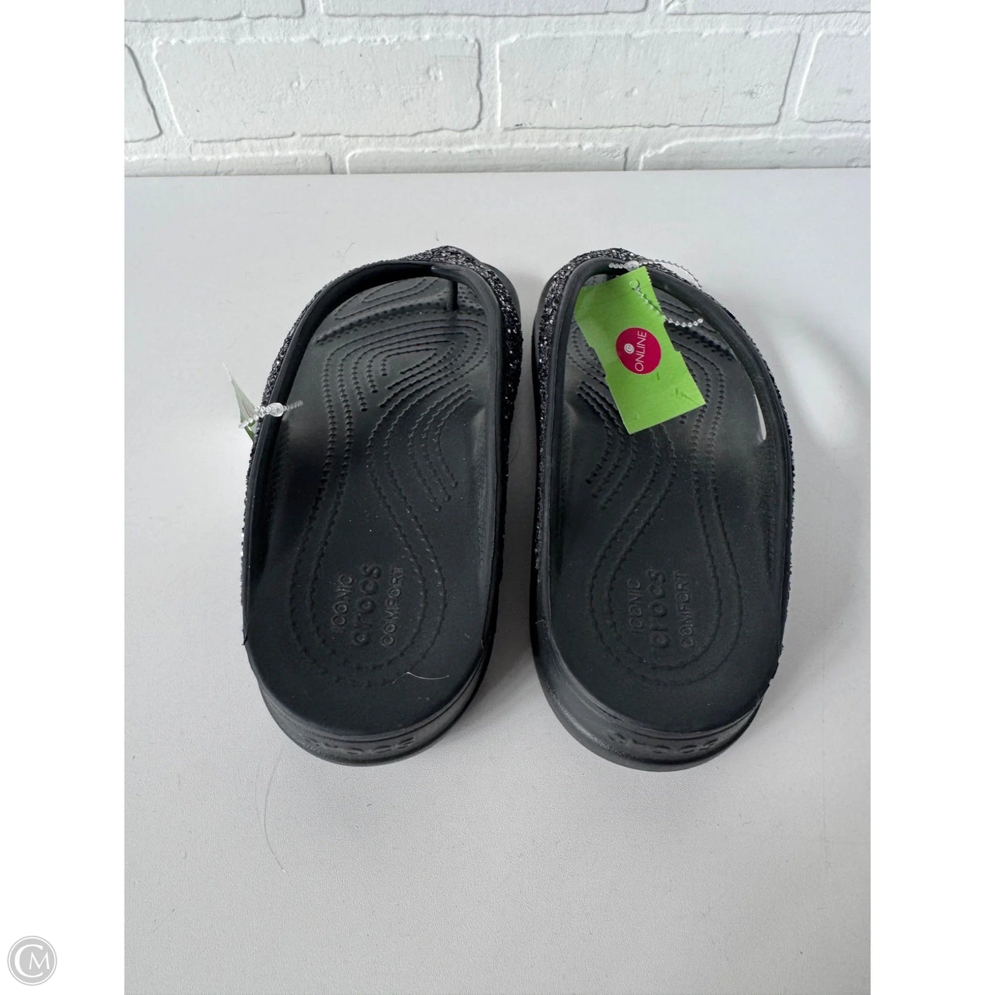 Sandals Flip Flops By Crocs In Black, Size: 7