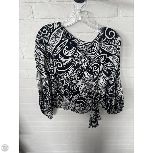 Top 3/4 Sleeve By Karen Kane In Black & White, Size: L