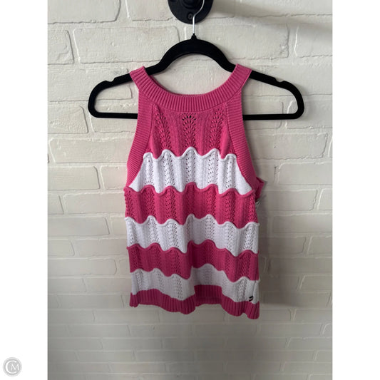 Sweater Short Sleeve By Tommy Hilfiger In Pink & White, Size: M