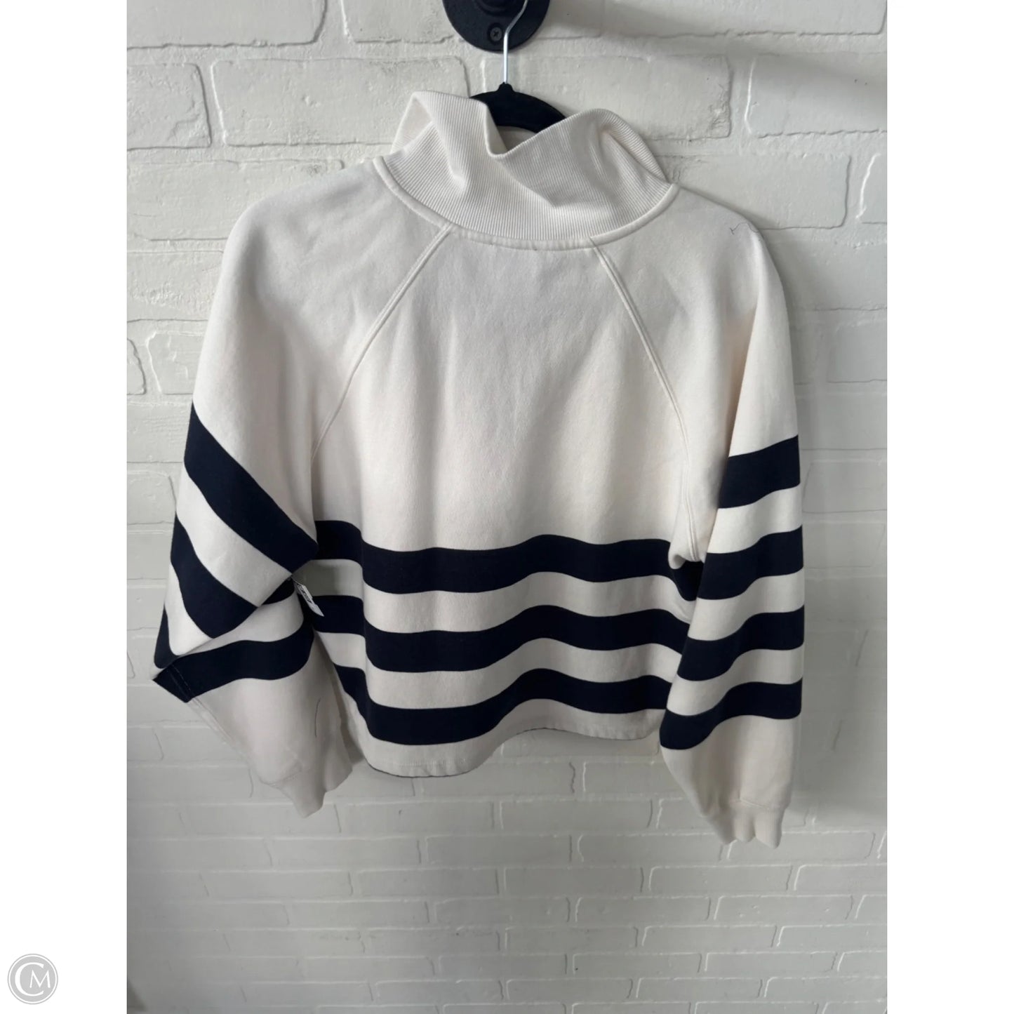 Sweatshirt Collar By Express In Blue& Cream, Size: M