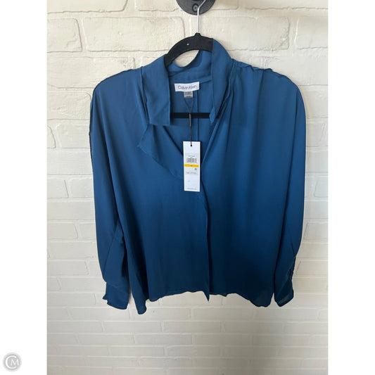 Top Long Sleeve By Calvin Klein In Blue, Size: M