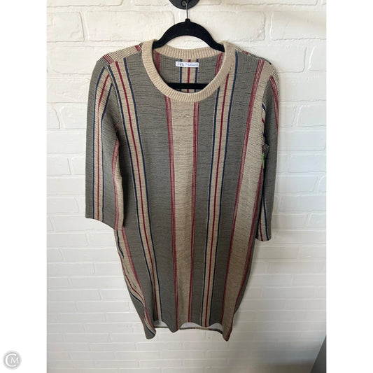 Dress Casual Midi By Zara In Grey & Tan, Size: M