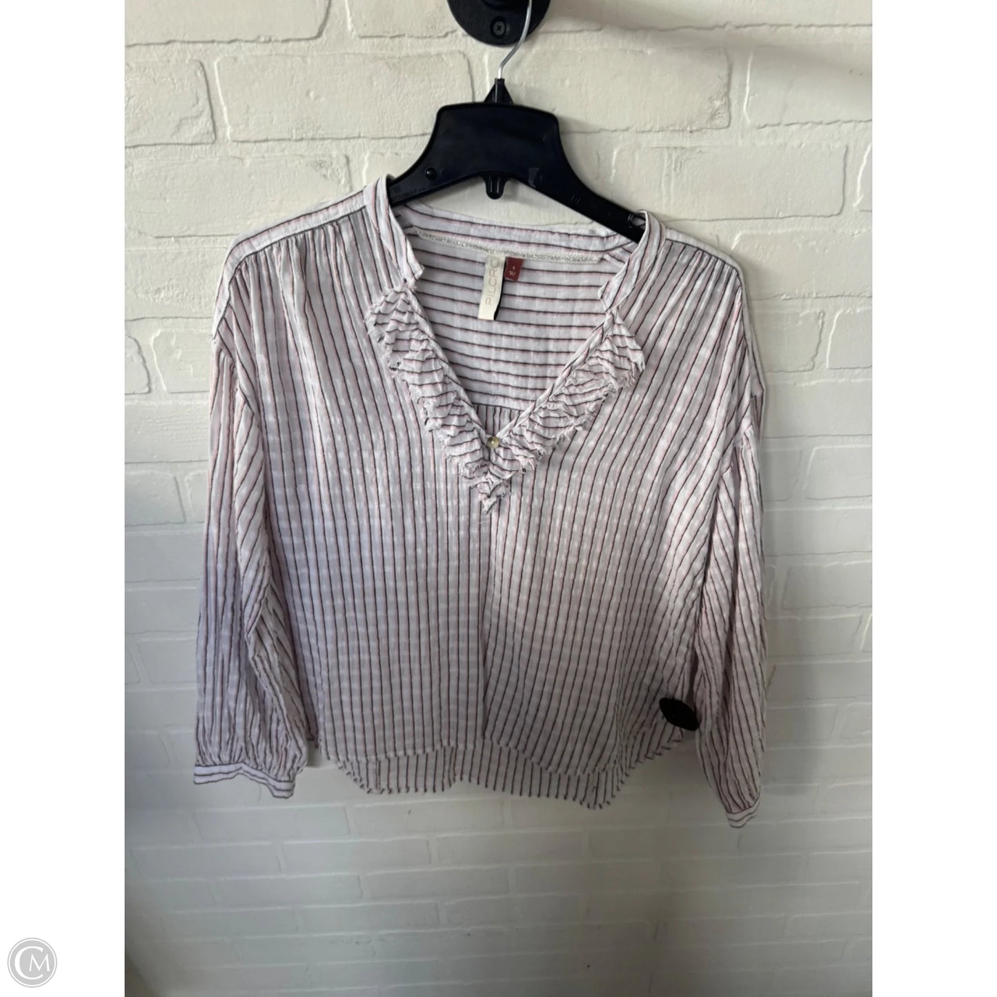 Top Long Sleeve By Pilcro In Pink & White, Size: S