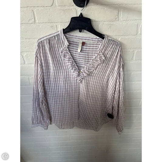 Top Long Sleeve By Pilcro In Pink & White, Size: S