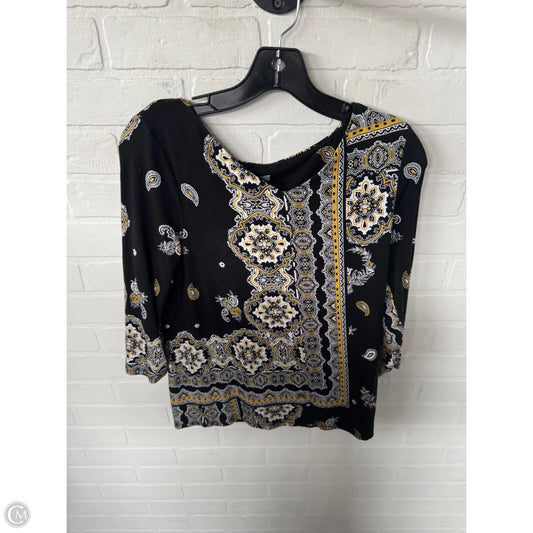 Top 3/4 Sleeve By Chicos In Black & Yellow, Size: S