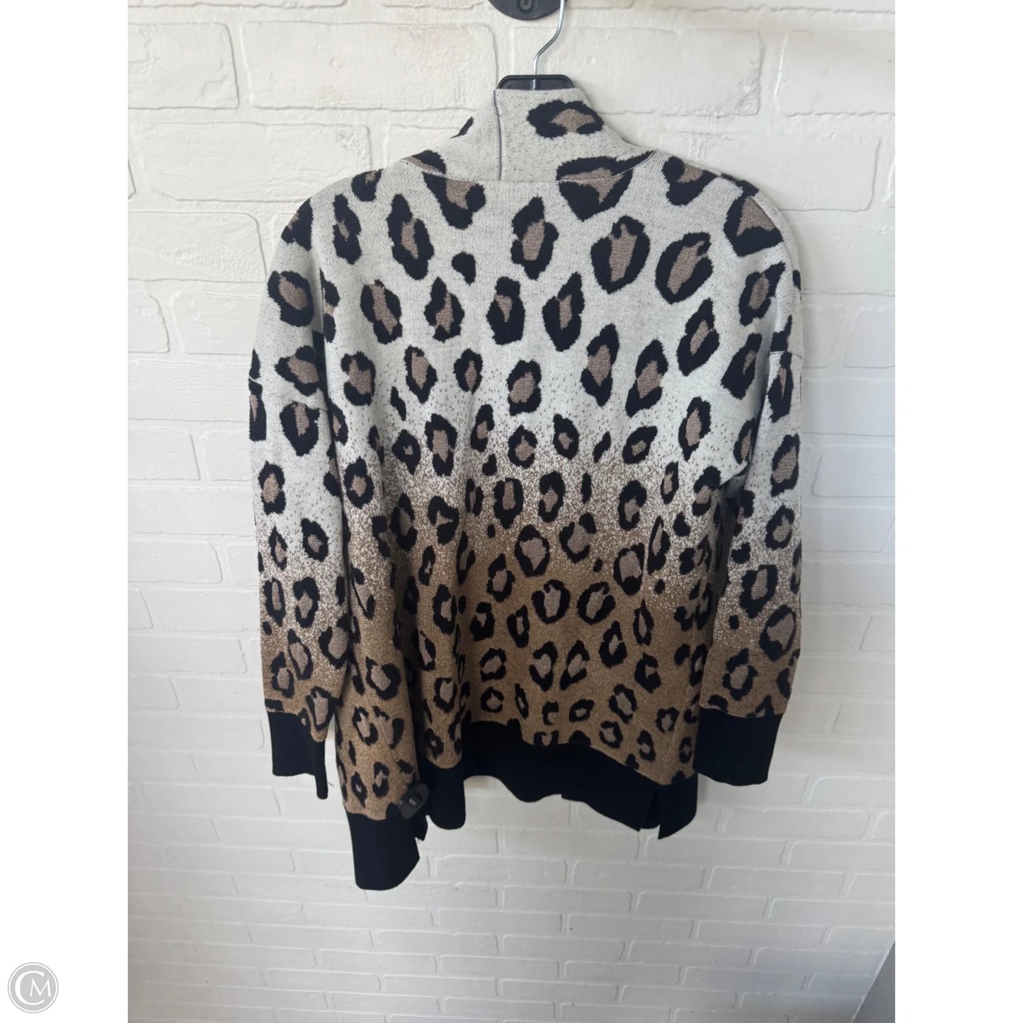 Sweater Cardigan By Ann Taylor In Black & Gold, Size: M
